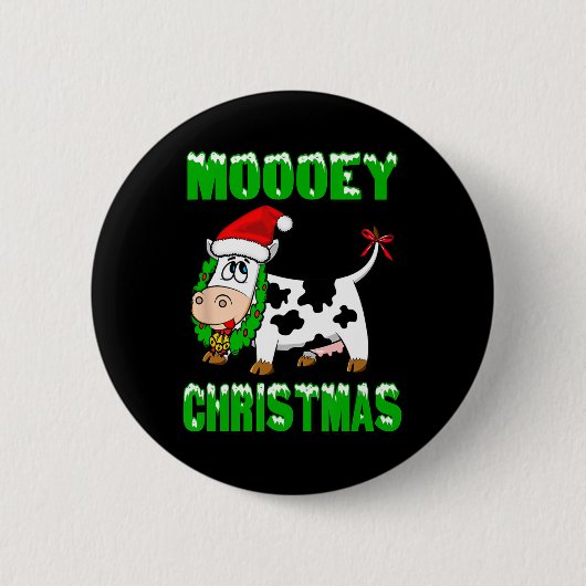 Frohe Weihnachten - Weihnachtskuh Button (Vorderseite)