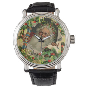 Frohe Weihnachten Weihnachtsmann Antike Klassik Armbanduhr