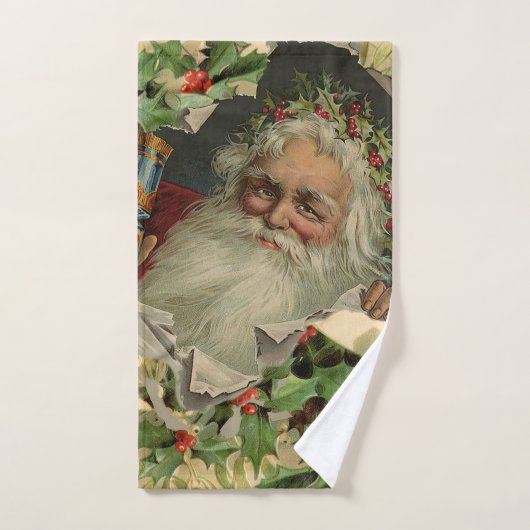 Frohe Weihnachten Weihnachtsmann Antike Klassik Badhandtuch Set (Handtuch)