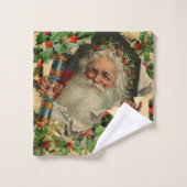 Frohe Weihnachten Weihnachtsmann Antike Klassik Badhandtuch Set (Waschlappen)