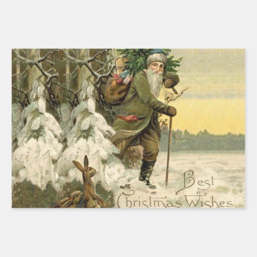 Frohe Weihnachten Weihnachtsmann Antike Klassik Geschenkpapier Set (Vorderseite 2)