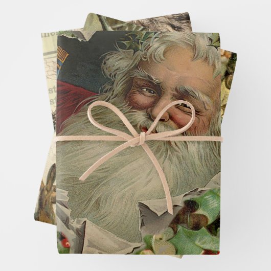 Frohe Weihnachten Weihnachtsmann Antike Klassik Geschenkpapier Set (Beispiel)