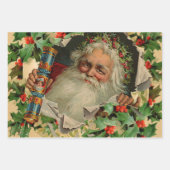 Frohe Weihnachten Weihnachtsmann Antike Klassik Geschenkpapier Set (Vorderseite)