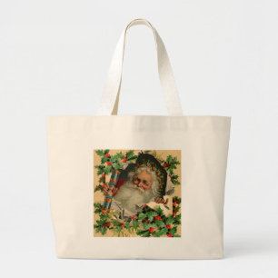 Frohe Weihnachten Weihnachtsmann Antike Klassik Jumbo Stoffbeutel