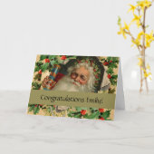 Frohe Weihnachten Weihnachtsmann Antike Klassik Karte (Gelbe Blume)