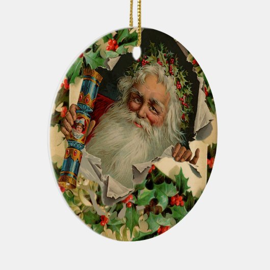 Frohe Weihnachten Weihnachtsmann Antike Klassik Keramik Ornament (Rechts)