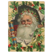 Frohe Weihnachten Weihnachtsmann Antike Klassik Klemmbrett (Rückseite)