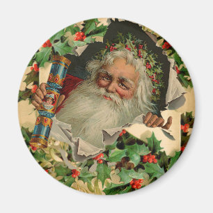 Frohe Weihnachten Weihnachtsmann Antike Klassik Magnet