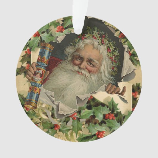 Frohe Weihnachten Weihnachtsmann Antike Klassik Ornament (Vorderseite)