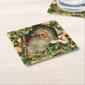 Frohe Weihnachten Weihnachtsmann Antike Klassik Rechteckiger Pappuntersetzer (angewinkelt)