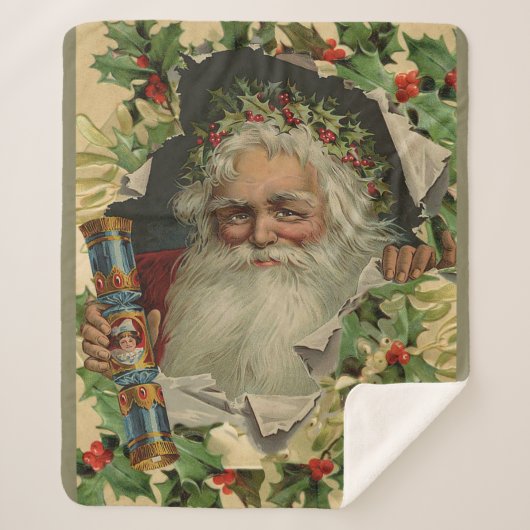 Frohe Weihnachten Weihnachtsmann Antike Klassik Sherpadecke (Vorderseite)