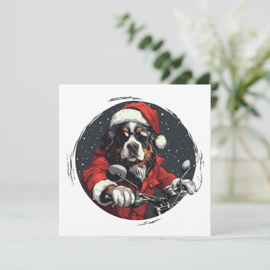 Frohe Weihnachten Weihnachtsmann Bernese Mountain (Stehend Vorderseite)