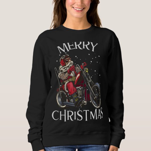 Frohe Weihnachten Weihnachtsmann Bike Motorrad Ent Sweatshirt (Vorderseite)