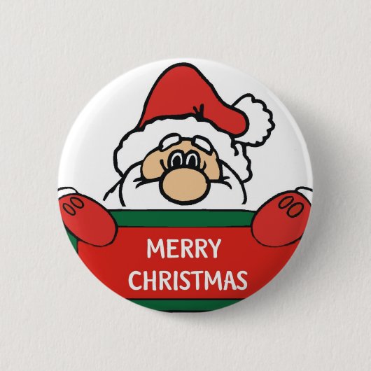 Frohe Weihnachten Weihnachtsmann Button (Vorderseite)