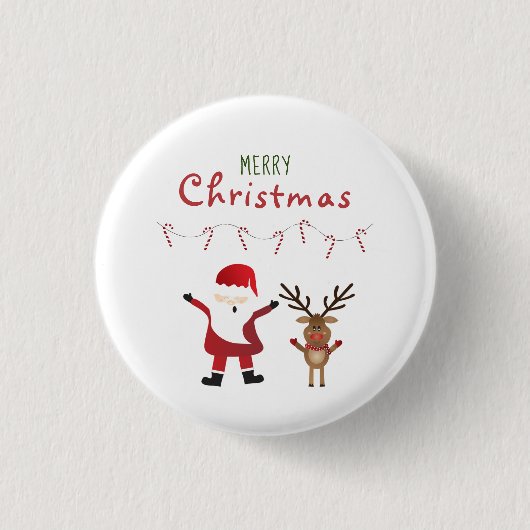 Frohe Weihnachten Weihnachtsmann Candy Canes Button (Vorderseite)