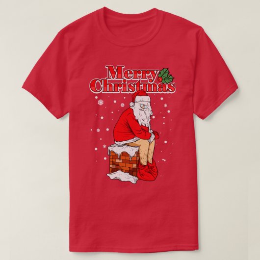 Frohe Weihnachten Weihnachtsmann Chimney Kack T-Shirt (Design vorne)