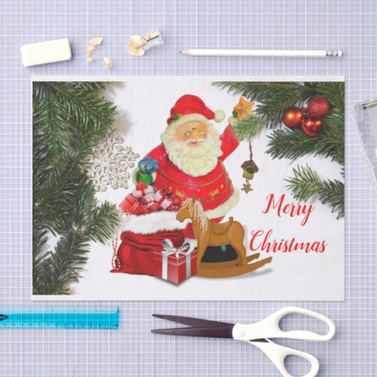 Frohe Weihnachten Weihnachtsmann Dekoupage Craft Seidenpapier (Handwerk)