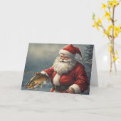 Frohe Weihnachten Weihnachtsmann Fischfang Fischen Karte (Gelbe Blume)