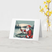 Frohe Weihnachten Weihnachtsmann Fischfang Fischen Karte (Gelbe Blume)