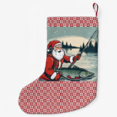 Frohe Weihnachten Weihnachtsmann Fischfang Fischen Kleiner Weihnachtsstrumpf (Rückseite)