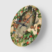 Frohe Weihnachten Weihnachtsmann Holly Runde Wanduhr (Winkel)