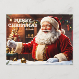 Frohe Weihnachten Weihnachtsmann in seinem Worksho