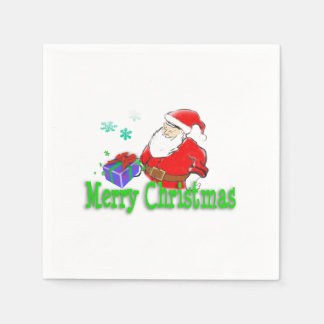 Frohe Weihnachten Weihnachtsmann mit Geschenk Serviette