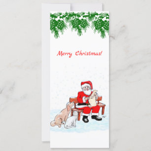 Frohe Weihnachten - Weihnachtsmann mit Katze und H