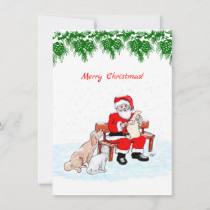Frohe Weihnachten - Weihnachtsmann mit Katze und H
