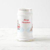 Frohe Weihnachten - Weihnachtsmann mit Katze und H Bierglas (Mittel)