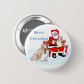 Frohe Weihnachten - Weihnachtsmann mit Katze und H Button (Vorne & Hinten)