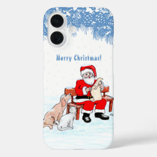 Frohe Weihnachten - Weihnachtsmann mit Katze und H iPhone 16 Hülle