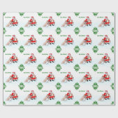 Frohe Weihnachten - Weihnachtsmann mit Katze und H Geschenkpapier (Flach)