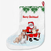 Frohe Weihnachten - Weihnachtsmann mit Katze und H Großer Weihnachtsstrumpf (Rückseite)