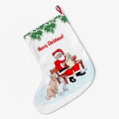 Frohe Weihnachten - Weihnachtsmann mit Katze und H Großer Weihnachtsstrumpf (Rückseite (Hängend))