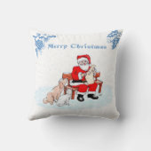 Frohe Weihnachten - Weihnachtsmann mit Katze und H Kissen (Rückseite)