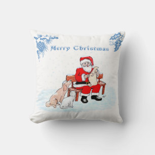 Frohe Weihnachten - Weihnachtsmann mit Katze und H Kissen