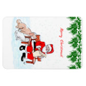 Frohe Weihnachten - Weihnachtsmann mit Katze und H Magnet (Horizontal)