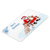 Frohe Weihnachten - Weihnachtsmann mit Katze und H Magnet (Linke Seite)