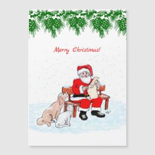 Frohe Weihnachten - Weihnachtsmann mit Katze und H Magnetkarte