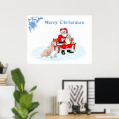Frohe Weihnachten - Weihnachtsmann mit Katze und H Poster (Heimbüro)
