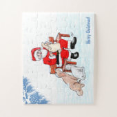 Frohe Weihnachten - Weihnachtsmann mit Katze und H Puzzle (Vertikal)