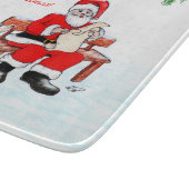 Frohe Weihnachten - Weihnachtsmann mit Katze und H Schneidebrett (Ecke)