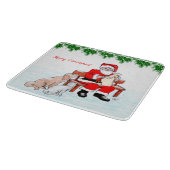 Frohe Weihnachten - Weihnachtsmann mit Katze und H Schneidebrett (Ecke)