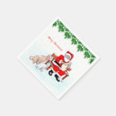 Frohe Weihnachten - Weihnachtsmann mit Katze und H Serviette (Ecke)