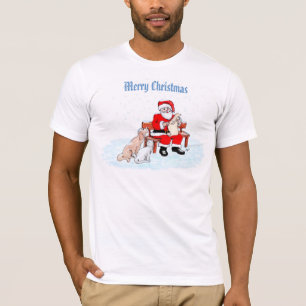 Frohe Weihnachten - Weihnachtsmann mit Katze und H T-Shirt