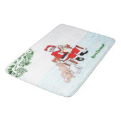 Frohe Weihnachten! Weihnachtsmann mit Katze und Hu Badematte (Schrägansicht)