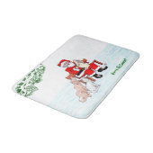 Frohe Weihnachten! Weihnachtsmann mit Katze und Hu Badematte (Schrägansicht)