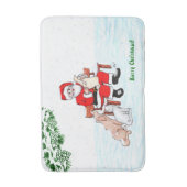 Frohe Weihnachten! Weihnachtsmann mit Katze und Hu Badematte (Vorderseite Vertikal)