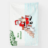 Frohe Weihnachten! Weihnachtsmann mit Katze und Hu Banner (Vertikal)
